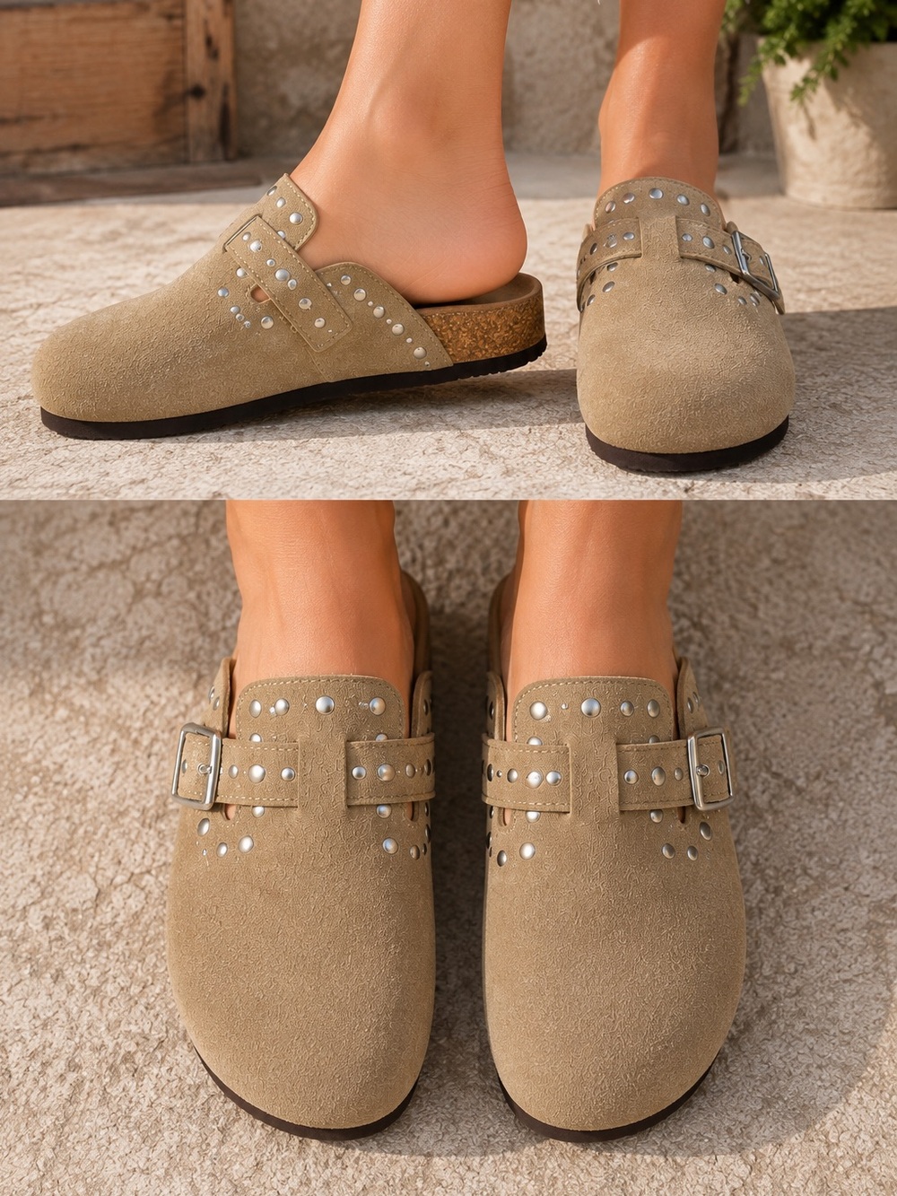 🌙✨🆕🏷️ Greystone Fanna Studded Leather Sandals Size 7 NWT